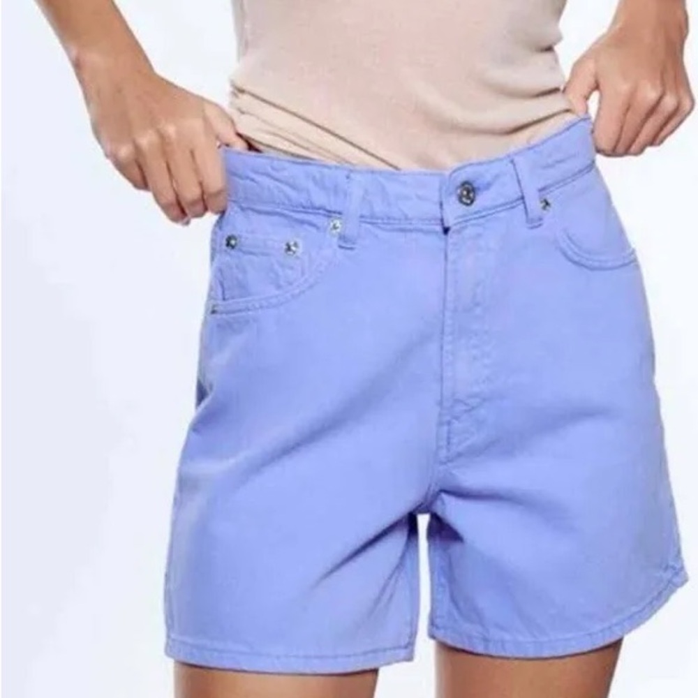 Zara high waisted denim mom shorts